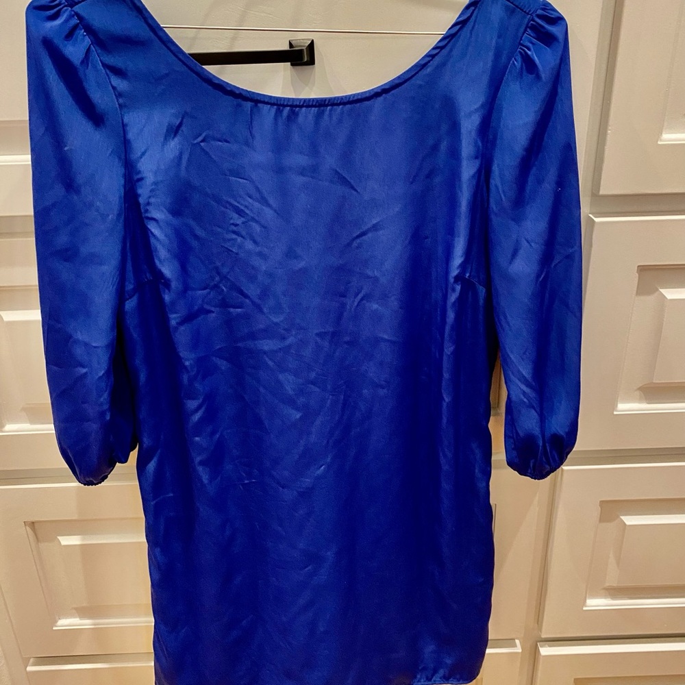 Royal Blue Shift Dress with Zippered Back